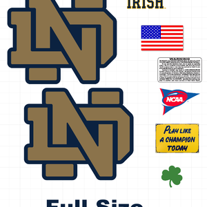Fighting Irish full size football helmet vinyl decals 8 Mil Convex Gear Wrap