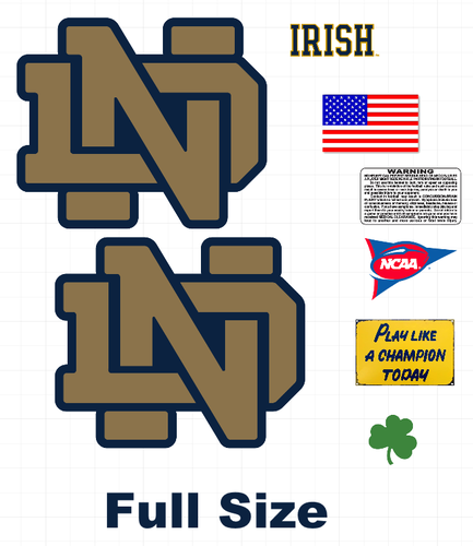 Fighting Irish full size football helmet vinyl decals 8 Mil Convex Gear Wrap