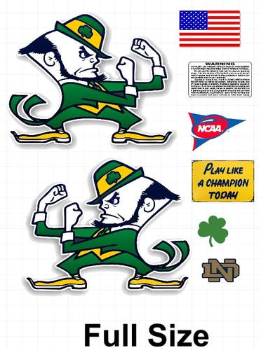Fighting Irish full size football helmet vinyl decals 8 Mil Convex Gear Wrap