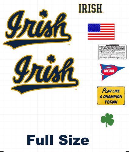 Fighting Irish full size football helmet vinyl decals 8 Mil Convex Gear Wrap