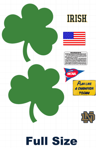 Fighting Irish full size football helmet vinyl decals 8 Mil Convex Gear Wrap