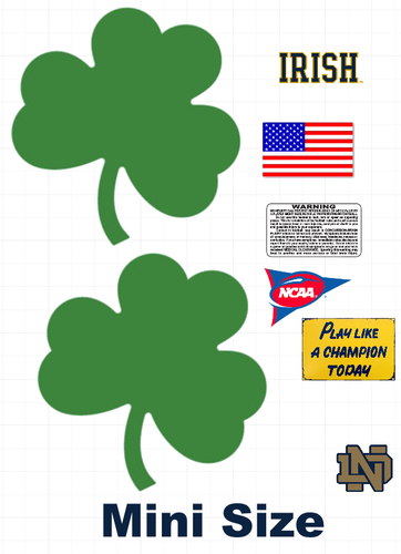 Fighting Irish mini size football helmet vinyl decals 8 Mil Convex Gear Wrap