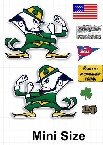 Fighting Irish mini size football helmet vinyl decals 8 Mil Convex Gear Wrap