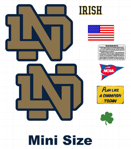Fighting Irish mini size football helmet vinyl decals 8 Mil Convex Gear Wrap