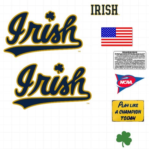 Fighting Irish mini size football helmet vinyl decals 8 Mil Convex Gear Wrap