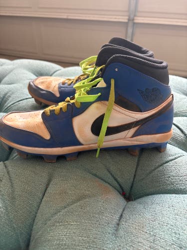 Blue Men's Size M 12.0 (W 13.0) Adult Air Jordan High Top Molded Cleats (Used)
