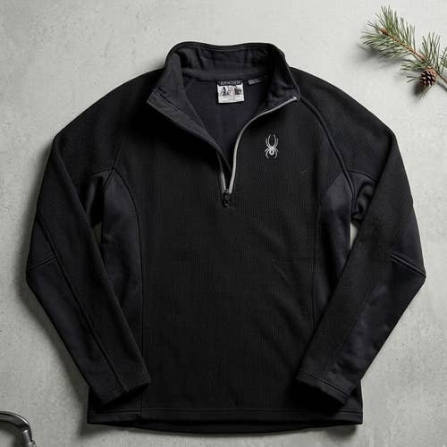 Spyder Core Sweater Men's Large Black 1/4 Zip Pullover Fleece Ski Snowboard