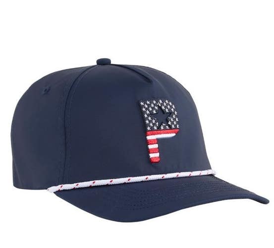 Puma Pars and Stripes 5 Panel Rope USA Golf Hat Color: Navy - One Size - NEW