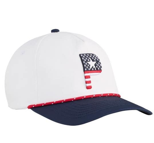 Puma Pars and Stripes 5 Panel Rope USA Golf Hat White/Blue/Red One Size NEW