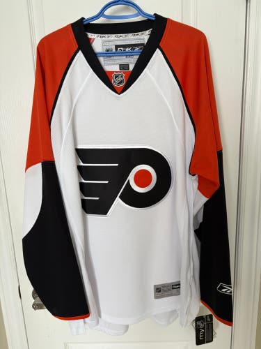 NHL Philadelphia Flyers white reebok blank hockey jersey -XL NEW