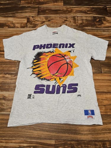 Vintage Phoenix Suns NBA Sports Nutmeg Breakthrough Big Logo Shirt Size Large