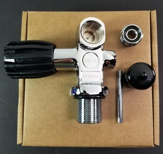 DDEEP Scuba Diving 3000 PSI 230 Bar Pro Tank Valve Convertible DIN / Yoke 3/4"