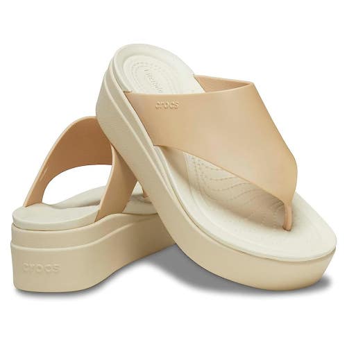 Crocs Brooklyn 209259-9DC Sandals Women 11M Champagne Platform Flip Flop JAX1202