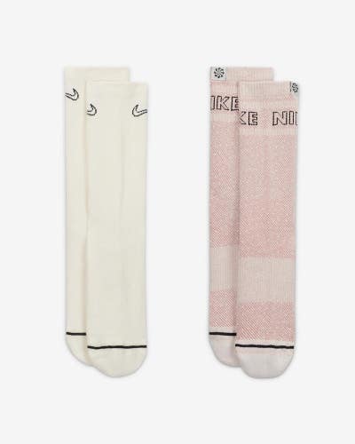 Nike Everyday Plus Crew Socks Unisex XL Multi Stretch Mid-Calf 2-Pairs DSGL960