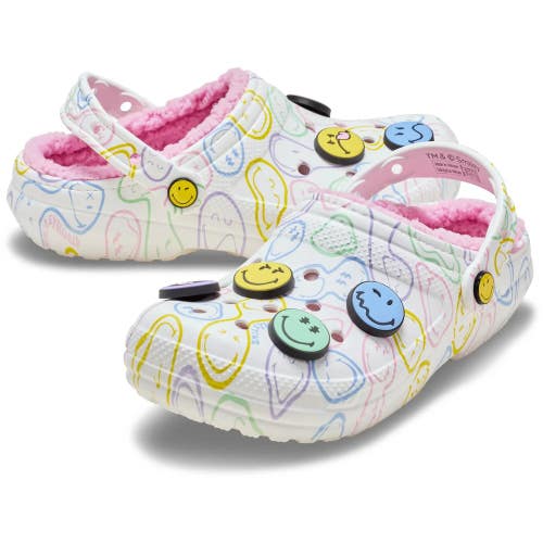 Crocs Smiley Classic Lined 211696-90H Clogs Men's 12 White Casual Shoes JAX1208