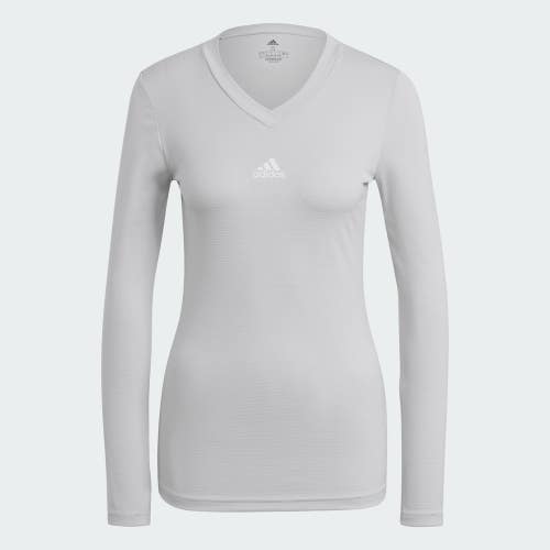 Adidas Team Base T-Shirt Women's Small Light Gray Long Sleeve Soccer DSGL1128