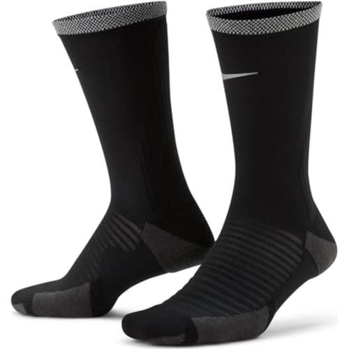 Nike Spark CU7200-010 Crew Socks Men's Small Black Cushioned Activewear DSGL1120
