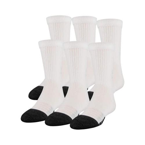 Under Armour Performance Tech Crew Sock Youth 13.5 White Stretch 6-Pair DSGL1122