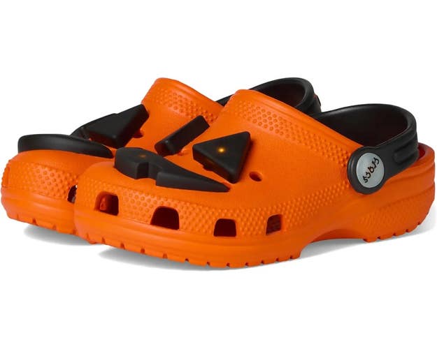 Crocs Classic Jack O Lantern Lights 211685-810 Clog Kids Orange Slip-On JAX1222