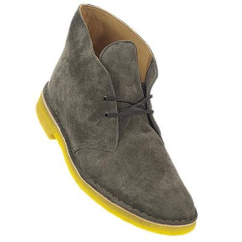 Clarks Desert Chukka Men's US 12 Green Yellow Suede Round Toe Ankle Boot KHD2635