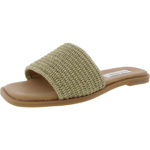 Steve Madden Habits Sandals Women US 7 Green Woven Manmade Slip On Silde ZPO3220