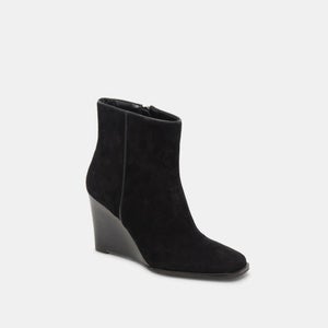 Dolce Vita Susann Boots Women's 7.5 Onyx Suede Wedge Heel Ankle Bootie JOBB145