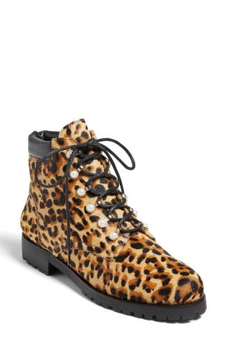 Jack Rogers Peyton Pearl Boots Women's US 7.5 Brown Leopard Ankle Bootie JOBB118