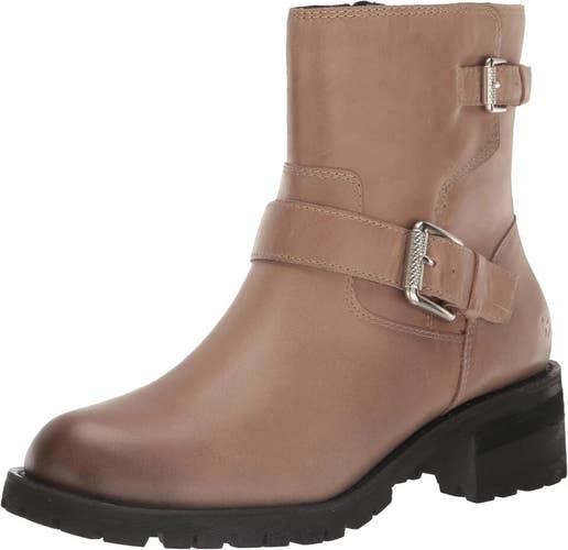 Lucky Brand Taini Boots Women 7.5 Brown Leather Side Zip Round Toe Ankle JOBB141