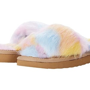 Minnetonka Lyla 582688 Slippers Kids US 4 Pink Unicorn Faux Fur Slides JOBB047