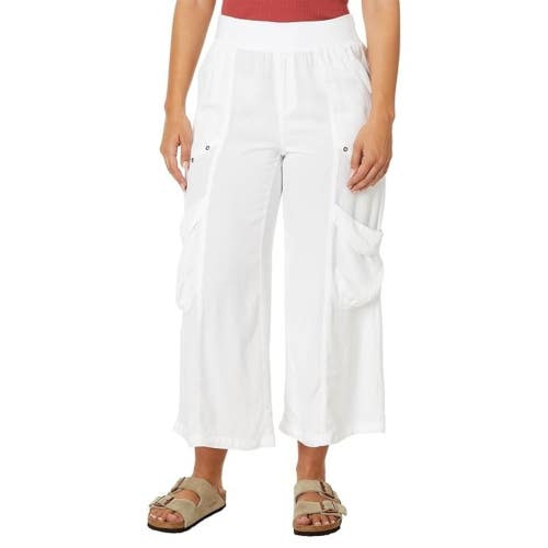 XCVI Twill Faulkner Pants Women's M White Wide Leg Elastic Waist Cropped NLW156