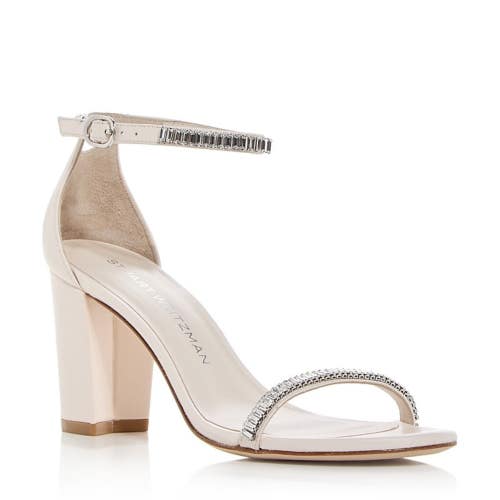 Stuart Weitzman Nearlynude Stefanie Sandals Women's 9.5 White Ankle Strap NCZ385