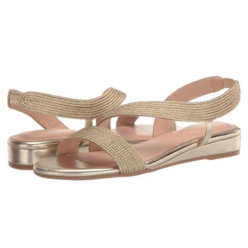 Bandolino Kalinar Sandals Women's US 9 M Gold Champagne Round Toe Slip-On NCZ338