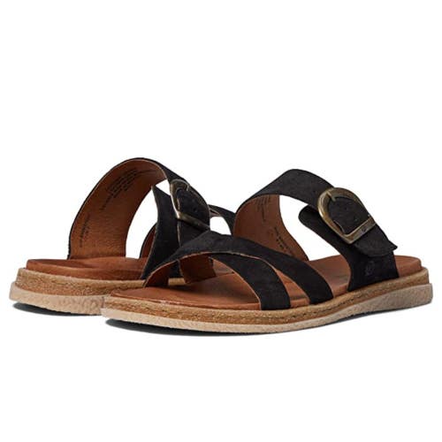 Born Caite BR0037009-001 Sandals Women's US 6 Black Leather Slip-On Slide NCZ374