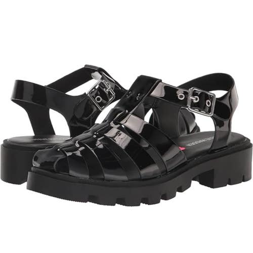 Steve Madden Dory Sandals Girls US 5Y M Black Adjustable Strap Platform NCZ342