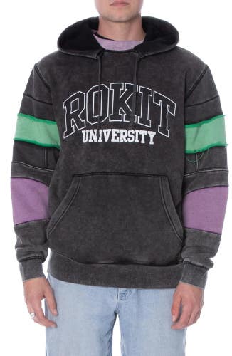 Rokit Dropout Hoodie Men's XL Gray Long Sleeve Kangaroo Pockets Pullover NLW153