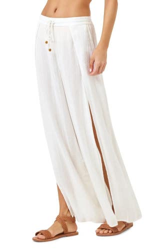 L*Space Cali Pants Women Medium Cream Side Slit Wide Leg Drawstring Waist NLW158