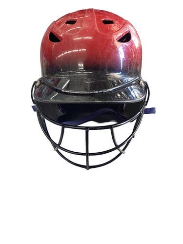 Used MacGregor BATTING HELMET W/ MASK Batting Helmet w/Mask Cardinal And Black MD 11760-S000090658