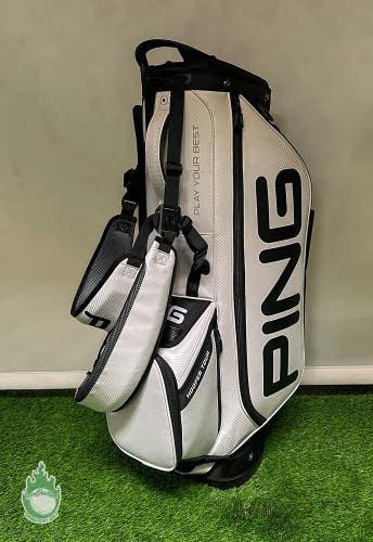 Ping Hoofer Tour Golf Cart/Carry Stand Bag 5-Way Divided White w/Rainhood