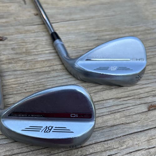 Titleist Vokey SM10 58/10 & SM9 54/12 Tour chrome Wedges. BV Vokey Shafts