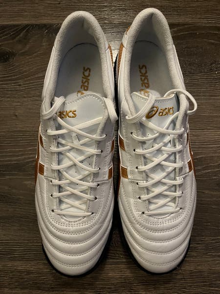 Asics C3 Turf Soccer ASICS Soccer Shoes C3 FF TF White/Pure Gold 1113A056 100 NEW  main image 3