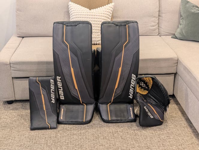33" 2024 Bauer Supreme Shadow Regular Goalie Full Set Pro Stock (Used) | Black, Gray, Yellow