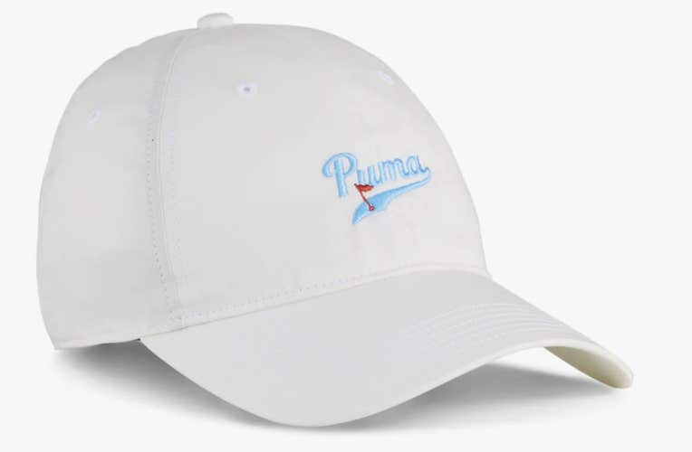 Puma Women's Script Dad Hat (Warm White, Adjustable) Ladies Golf Cap 2025 NEW