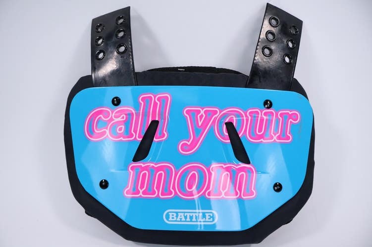 Battle Sports Call Your Mom Chrome Adult Football Back Plate Blue/Pink Read
