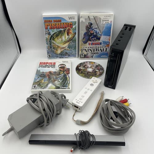 Nintendo Wii Gamecube Compatible RVL-001 Tested Works Console Bundle Black