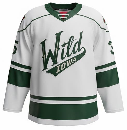 CCM Iowa Wild Pro Stock Game Used White Jersey Goalie Cut HAMMOND 9265