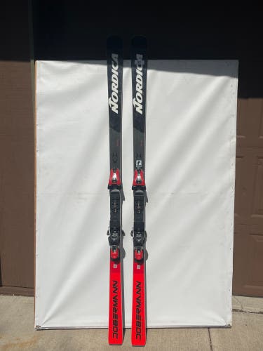 Men's Nordica Dobermann GS WC 183 cm Racing Skis With Bindings Max Din 16 (Used)