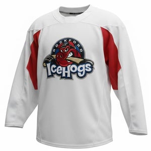 NEW CCM QuickLite Rockford Ice Hogs Pro Stock Jersey White 5389