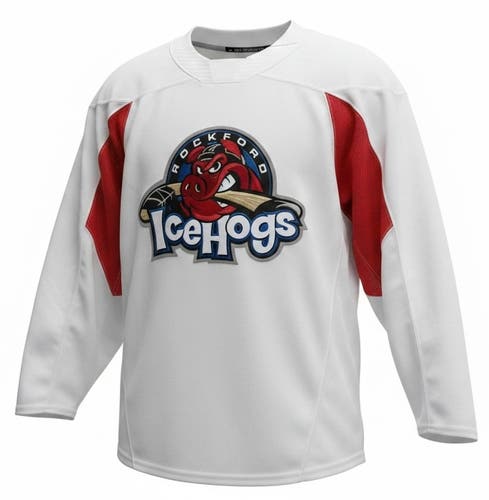 NEW CCM QuickLite Rockford Ice Hogs Pro Stock Jersey White 5389