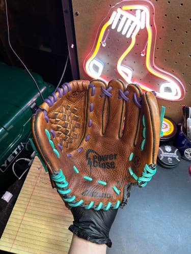 Mizuno Prospect Series Baseball Glove RHT, 11” (Conditioned / Relaced in Purple & Teal)