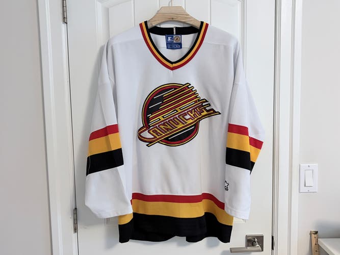 Authentic Starter Vancouver Canucks Vintage Retro White Skate Jersey XL